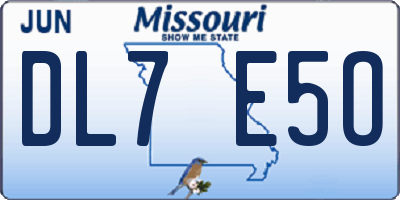 MO license plate DL7E5O
