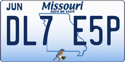 MO license plate DL7E5P