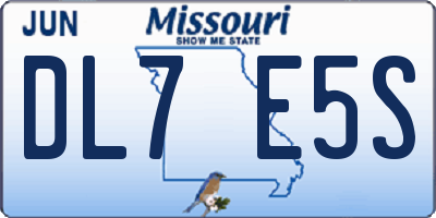 MO license plate DL7E5S