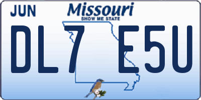 MO license plate DL7E5U