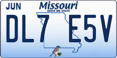 MO license plate DL7E5V