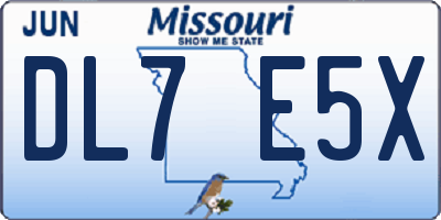 MO license plate DL7E5X