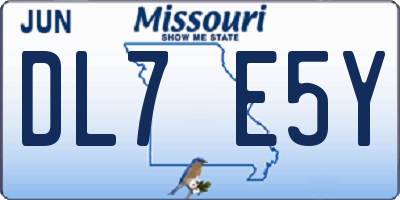 MO license plate DL7E5Y