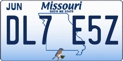 MO license plate DL7E5Z
