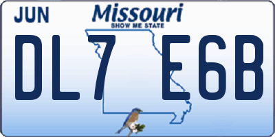MO license plate DL7E6B