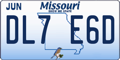 MO license plate DL7E6D