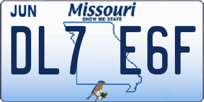MO license plate DL7E6F