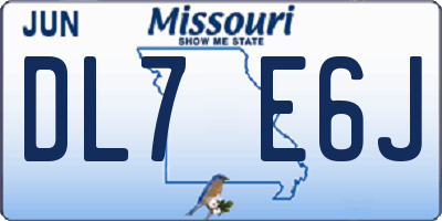 MO license plate DL7E6J