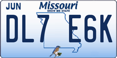 MO license plate DL7E6K