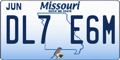 MO license plate DL7E6M