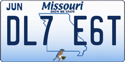 MO license plate DL7E6T