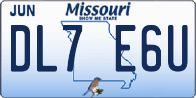 MO license plate DL7E6U