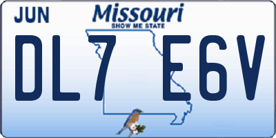 MO license plate DL7E6V