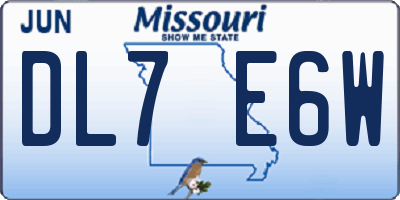 MO license plate DL7E6W