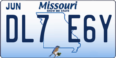 MO license plate DL7E6Y