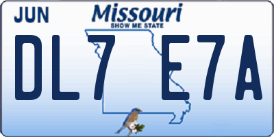 MO license plate DL7E7A