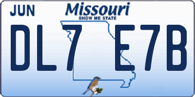 MO license plate DL7E7B