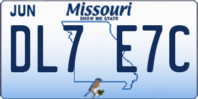 MO license plate DL7E7C