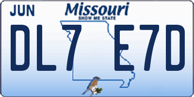 MO license plate DL7E7D