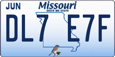 MO license plate DL7E7F