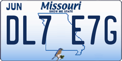 MO license plate DL7E7G