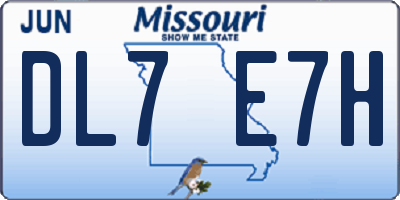 MO license plate DL7E7H