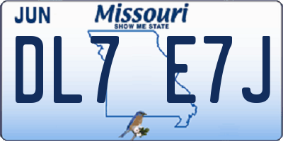 MO license plate DL7E7J