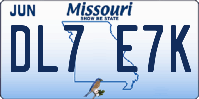 MO license plate DL7E7K