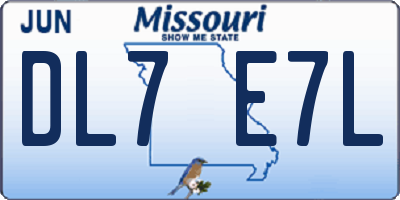 MO license plate DL7E7L