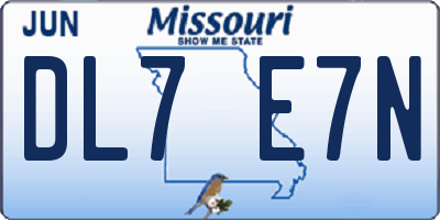 MO license plate DL7E7N