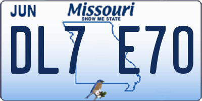 MO license plate DL7E7O