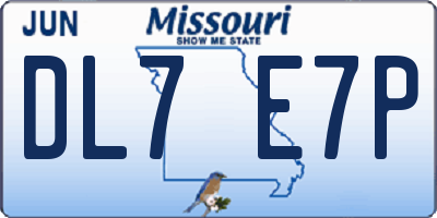 MO license plate DL7E7P
