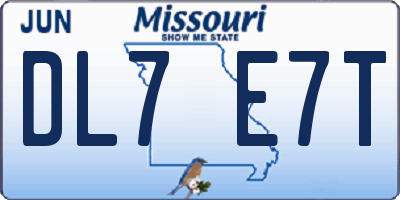 MO license plate DL7E7T