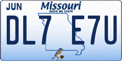 MO license plate DL7E7U
