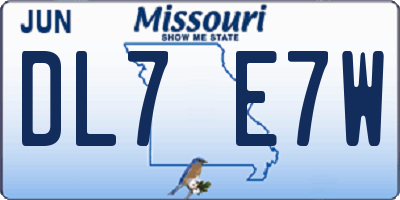 MO license plate DL7E7W