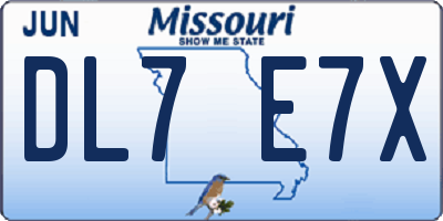 MO license plate DL7E7X