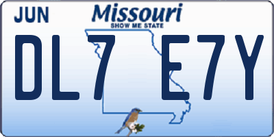MO license plate DL7E7Y