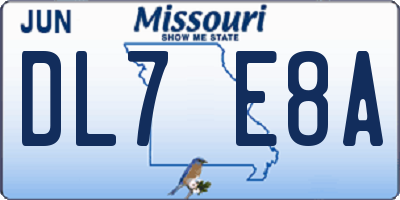 MO license plate DL7E8A