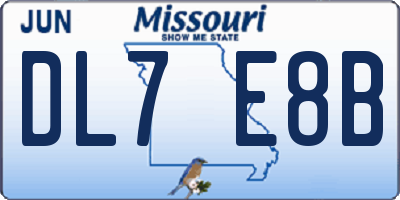 MO license plate DL7E8B