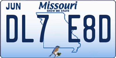 MO license plate DL7E8D