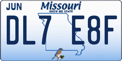 MO license plate DL7E8F