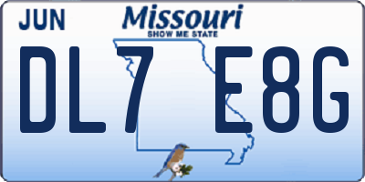 MO license plate DL7E8G