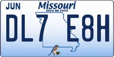 MO license plate DL7E8H