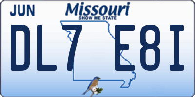 MO license plate DL7E8I