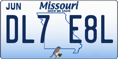 MO license plate DL7E8L