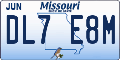 MO license plate DL7E8M
