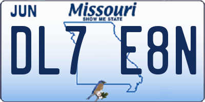 MO license plate DL7E8N