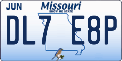 MO license plate DL7E8P