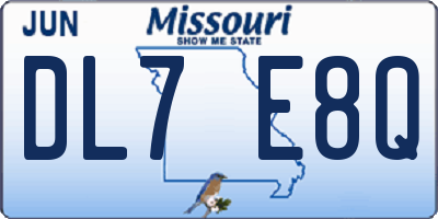 MO license plate DL7E8Q