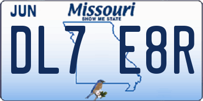 MO license plate DL7E8R